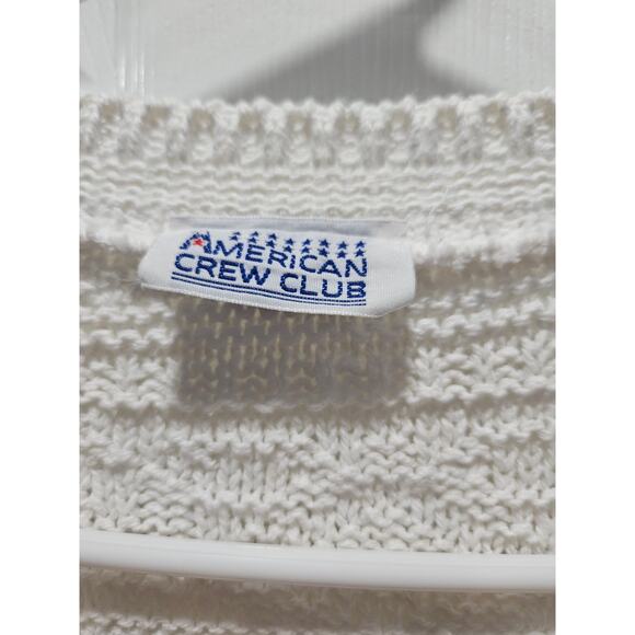 NWT Vintage 90's American Crew Club Sweater White Size L V Neck deadstock - Picture 2 of 9